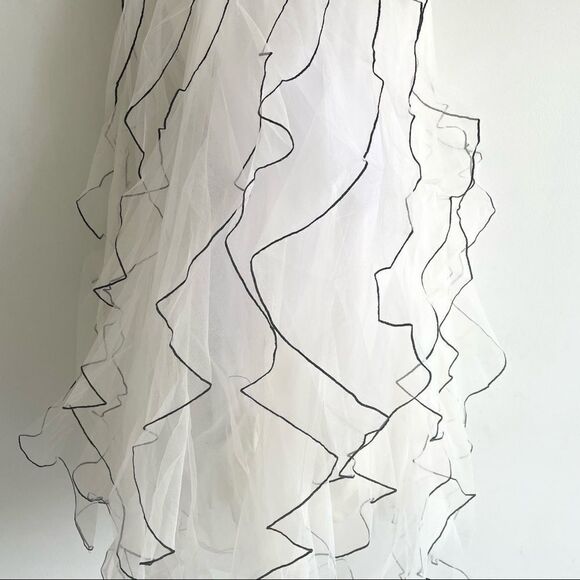 BCBGMAXAZRIA strapless tulle ruffled skirt midi dress off white combo black 6 - Picture 15 of 15